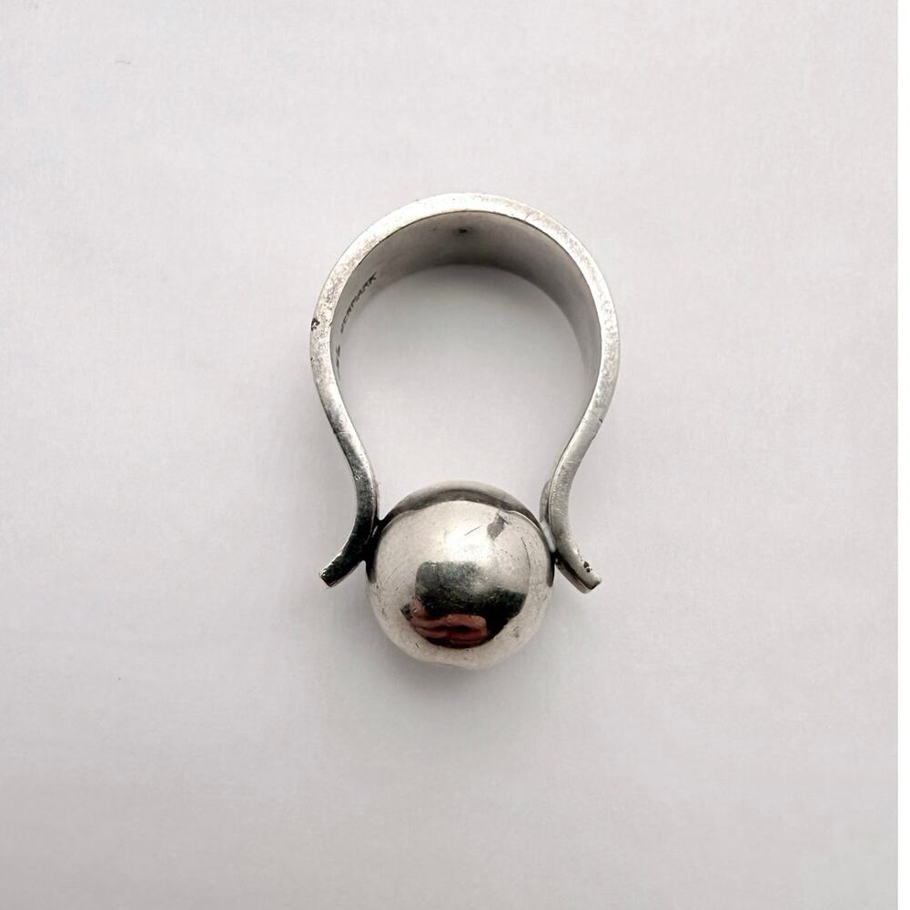 Vintage 70s Andreas Mikkelsen AJ Danish Modernist Sterling Silver Sphere Ring